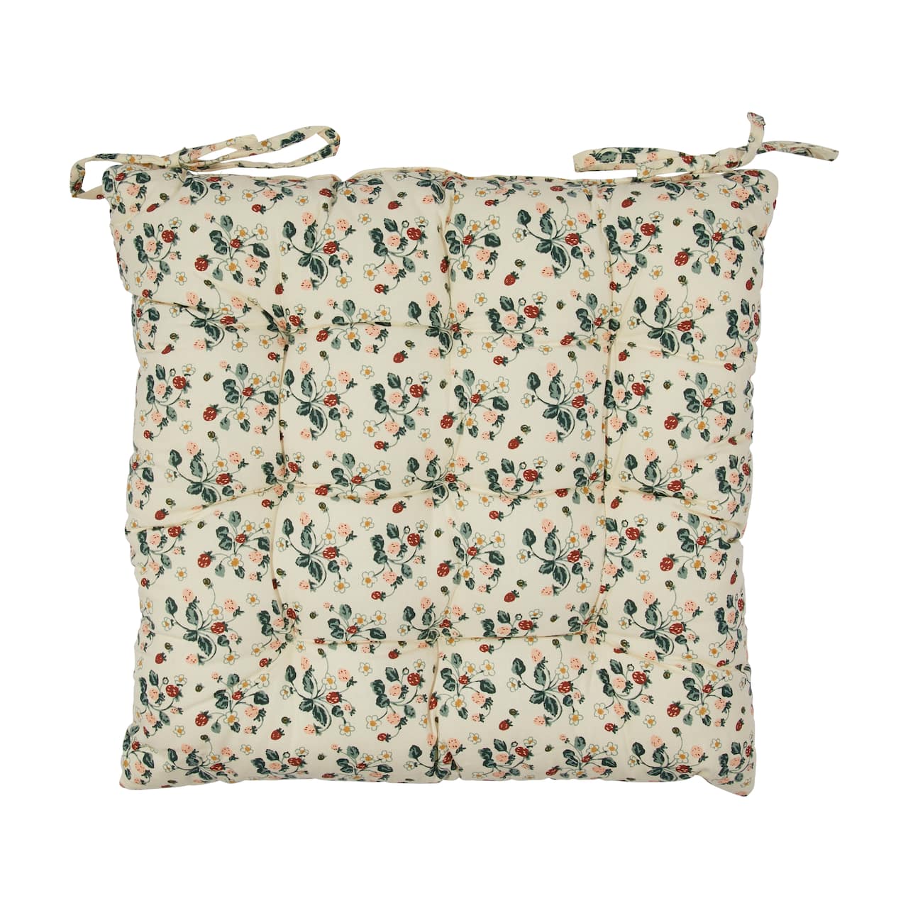 Hello Honey® Strawberry Floral Pattern Cotton Printed Chair Cushion